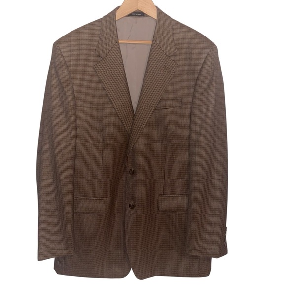 Lauren Ralph Lauren Blazer Jacket Mens Size 42L Long Wool Houndstooth Sport Coat - Picture 1 of 12